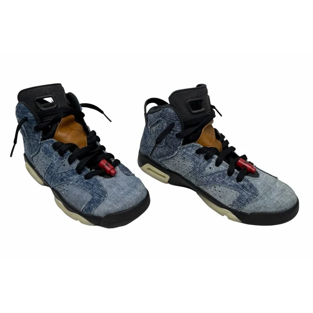 Nike Air Jordan 6 Retro Washed Denim GS Youth Size 7Y - CV5489-401 Blue Black